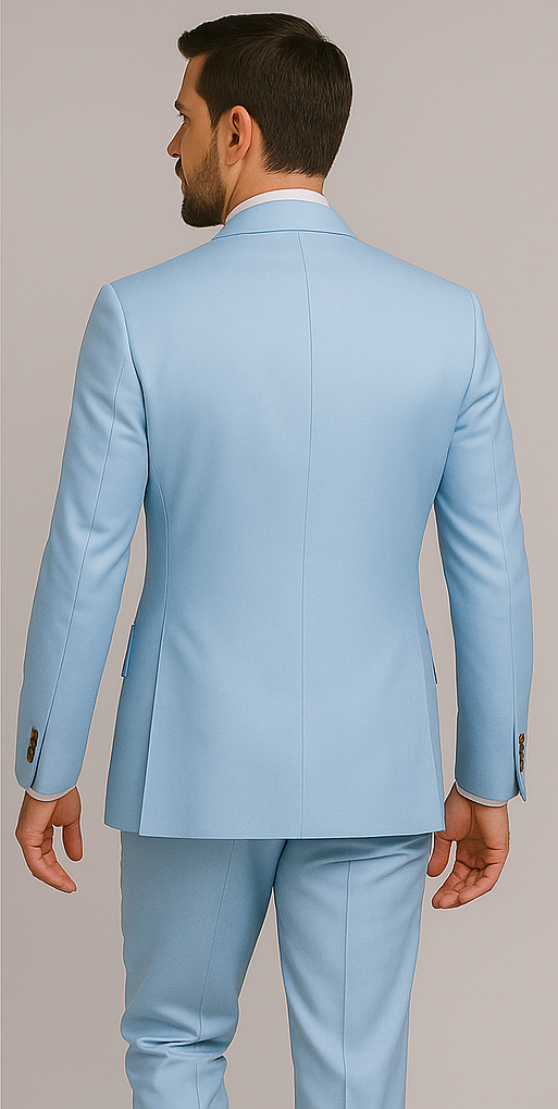 Rossiman Light Blue Slim Fit Double-Breasted Suit