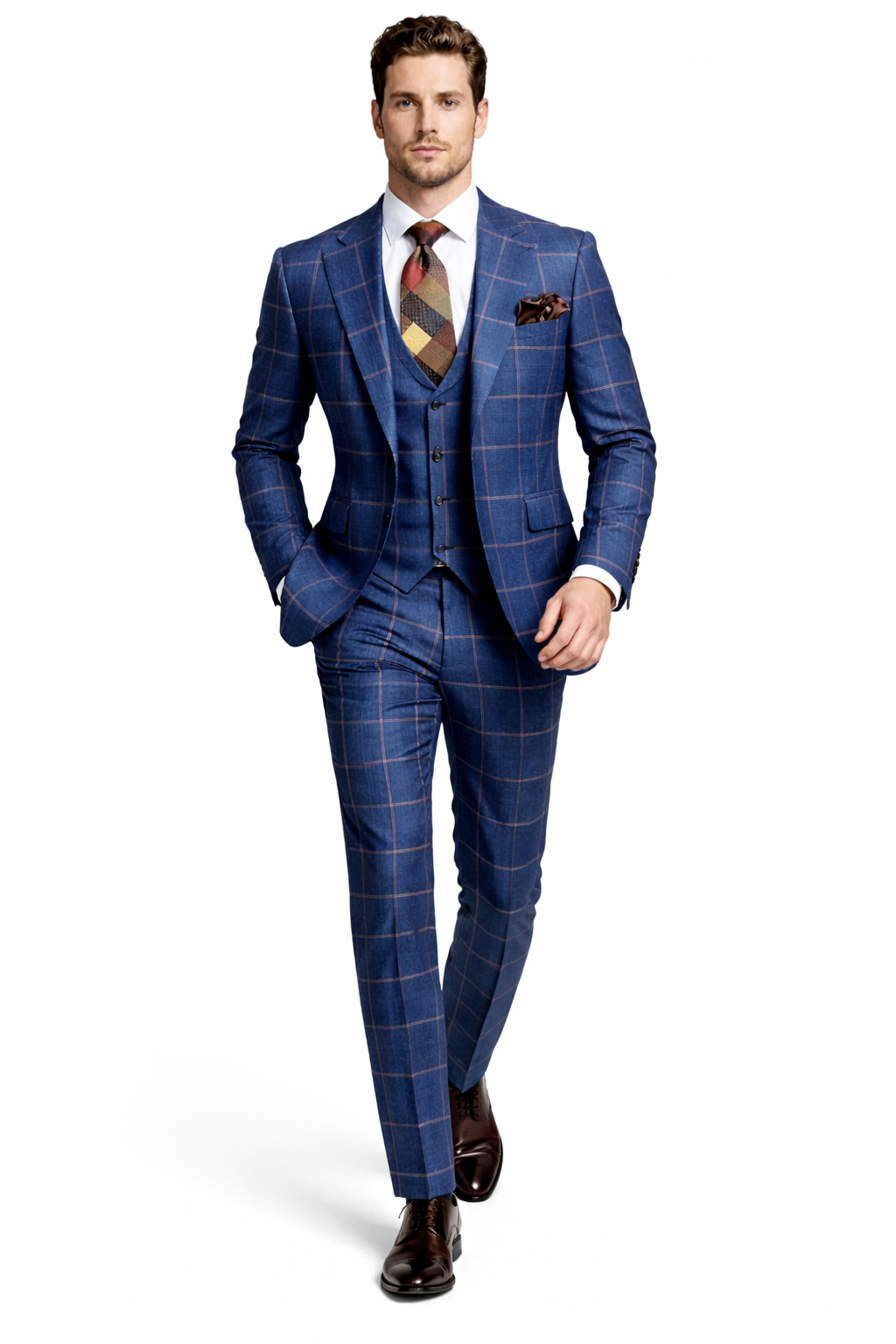 Rossiman Double-Breasted Plaid Suit