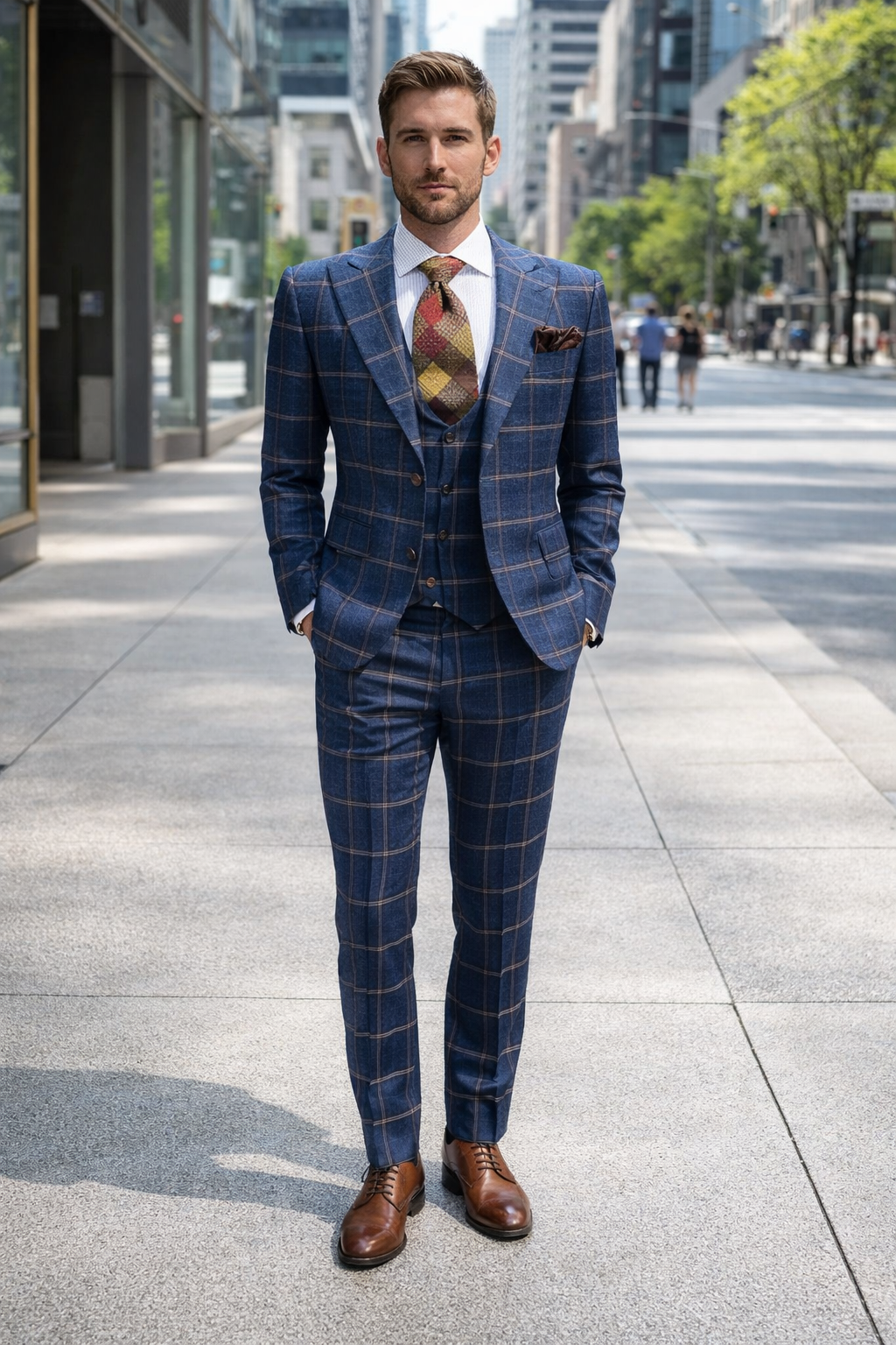Rossiman Double-Breasted Plaid Suit