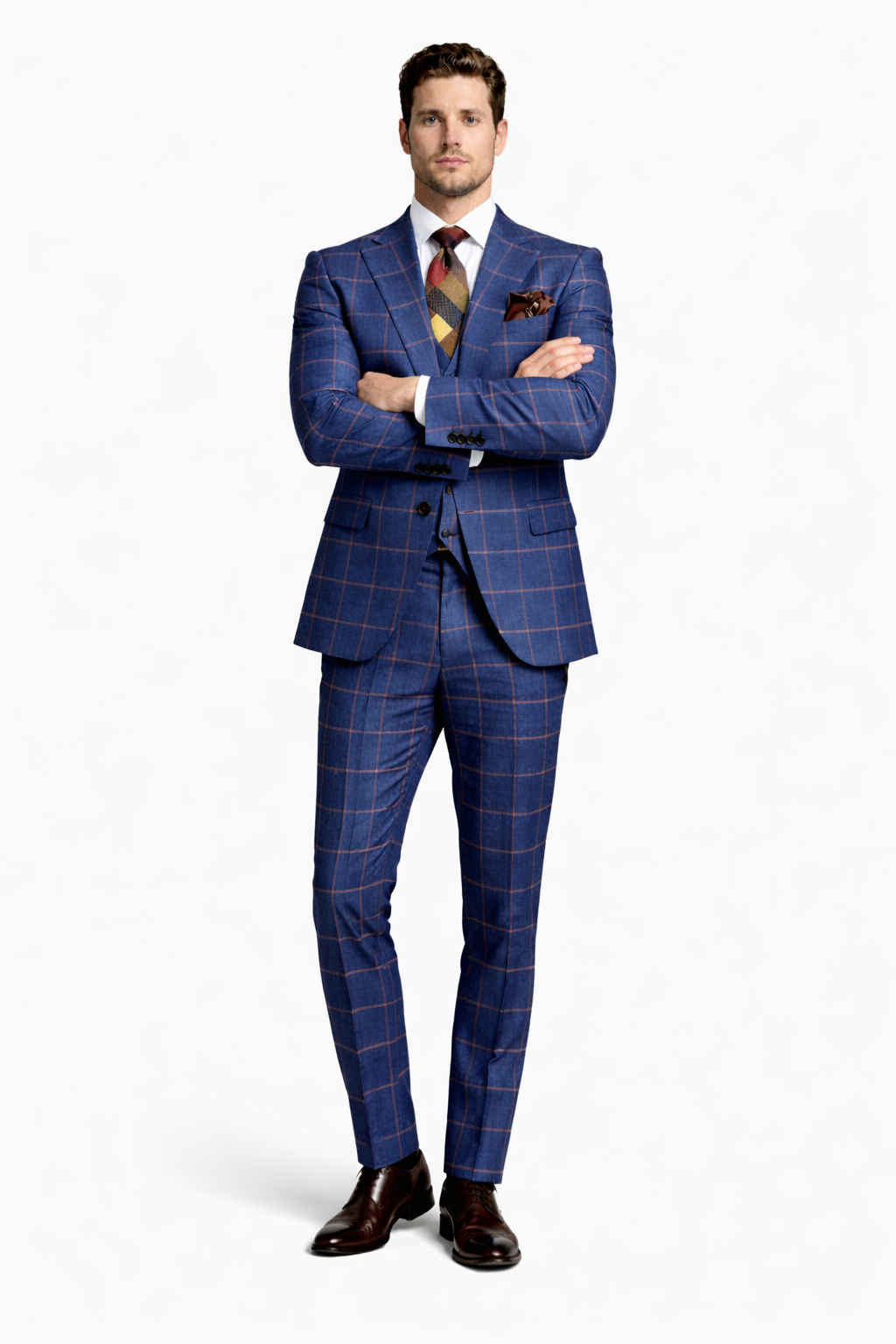 Rossiman Double-Breasted Plaid Suit