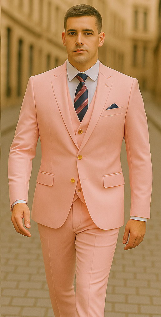 Rossiman Pink Suit with Double-Breasted Vest
