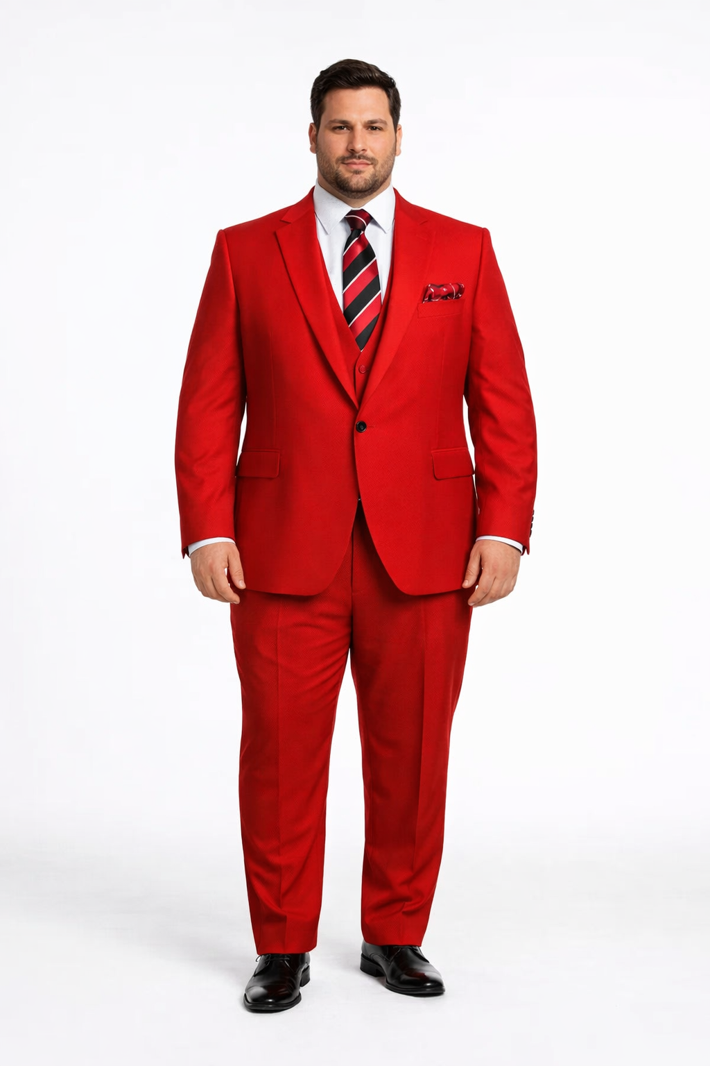 Rossiman Red Double Breasted Slim Fit Suit