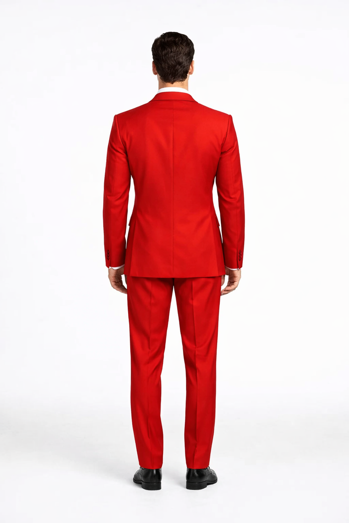 Rossiman Double Breasted Slim Fit Red Suit