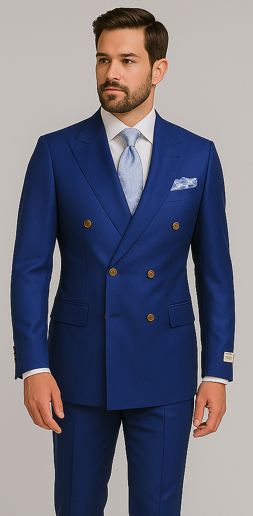 Rossiman Royal Blue Slim Double-Breasted Suit