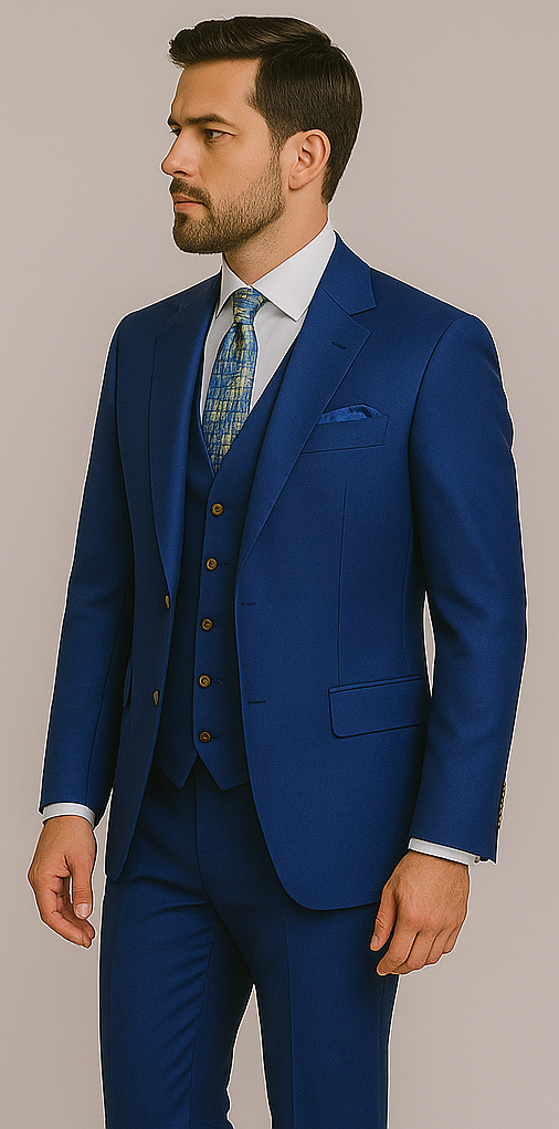 Rossiman Royal Blue Slim Fit Double-Breasted Suit