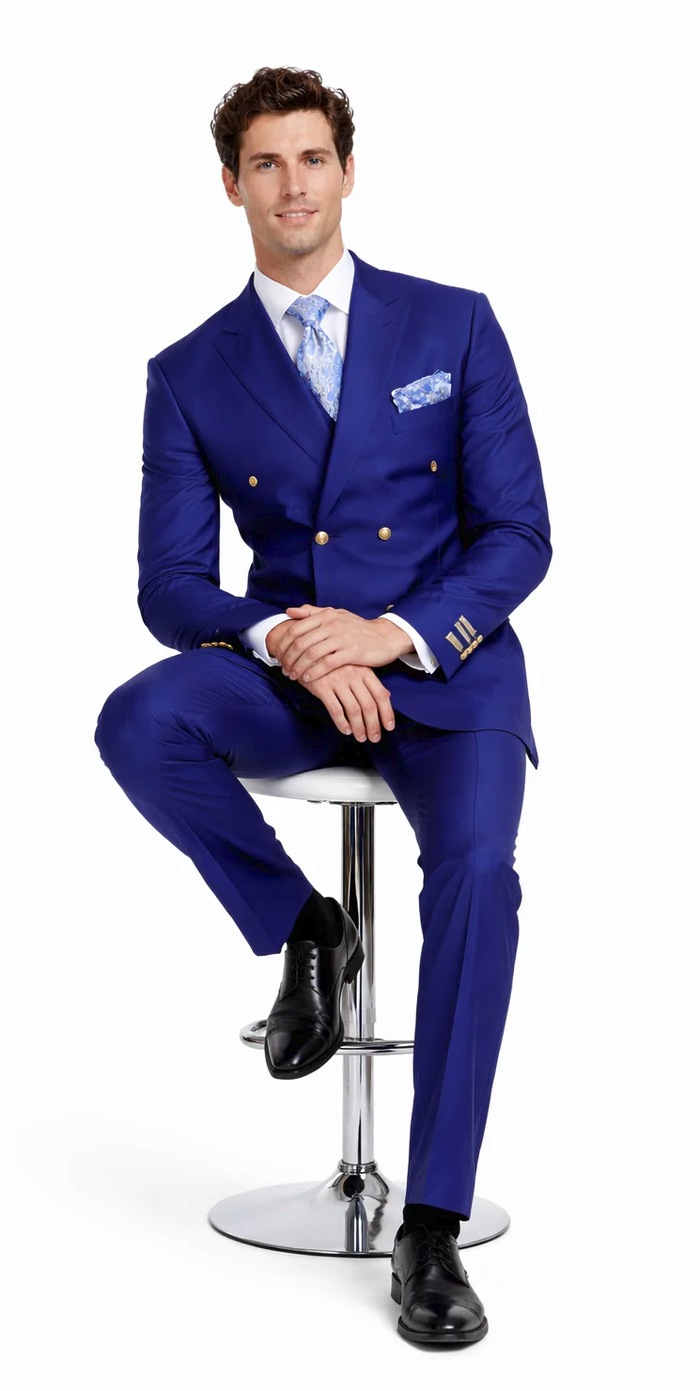 Rossiman Royal Blue Double Breasted Suit