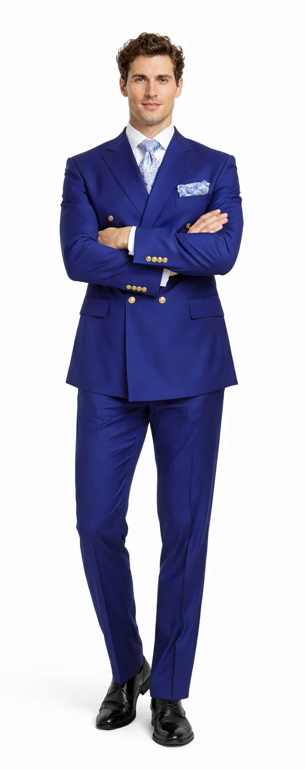Rossiman Royal Blue Double Breasted Suit
