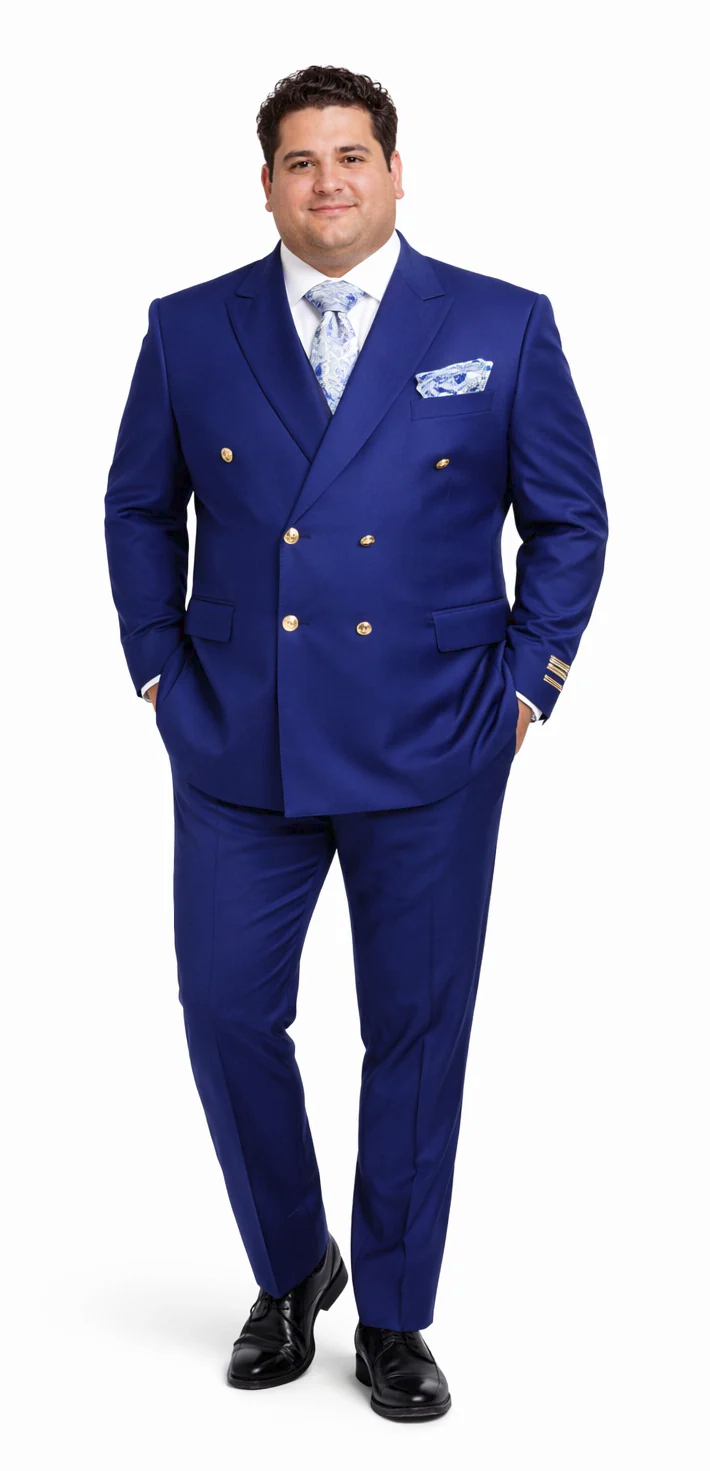 Rossiman Royal Blue Slim Double-Breasted Suit
