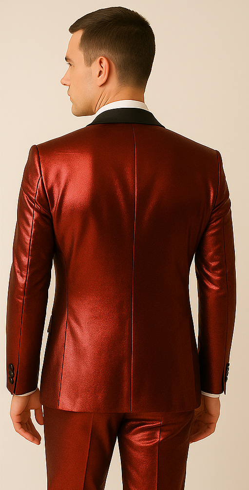 Rossiman Men’s Red Sateen Glossy Suit
