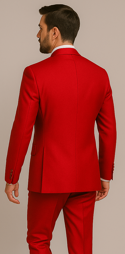 Rossiman Red Slim Fit Double-Breasted Suit for Men
