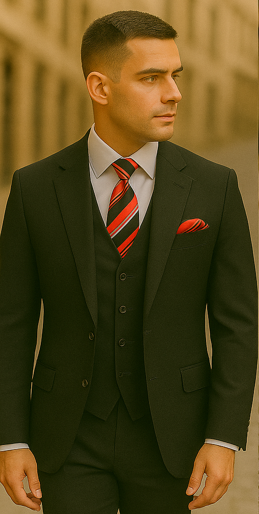 Rossiman Rossi Black Tailored Men's Dress Suit