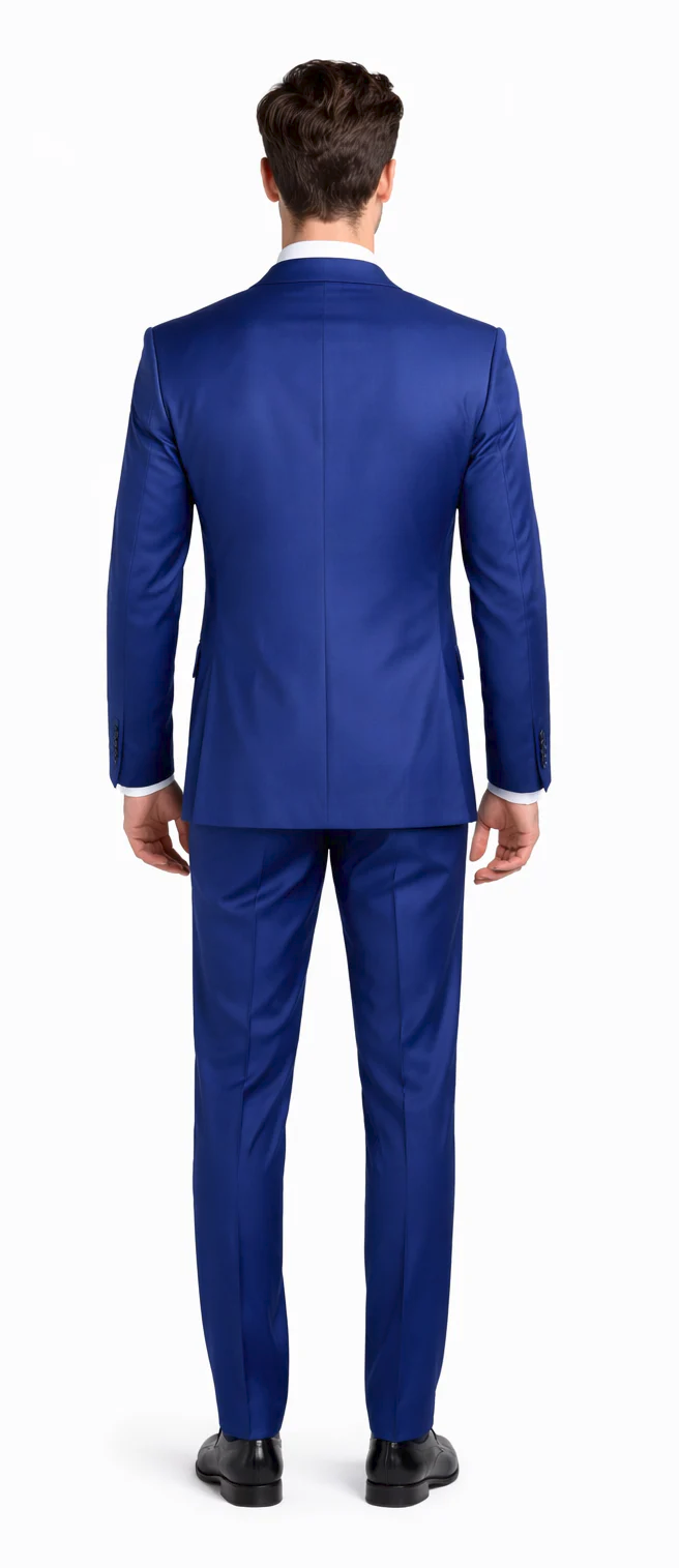 Rossiman Men’s Royal Blue Slim Fit Suit | Sophisticated Double-Breasted Design – Italian Tailored 3-Piece Luxury Suit
