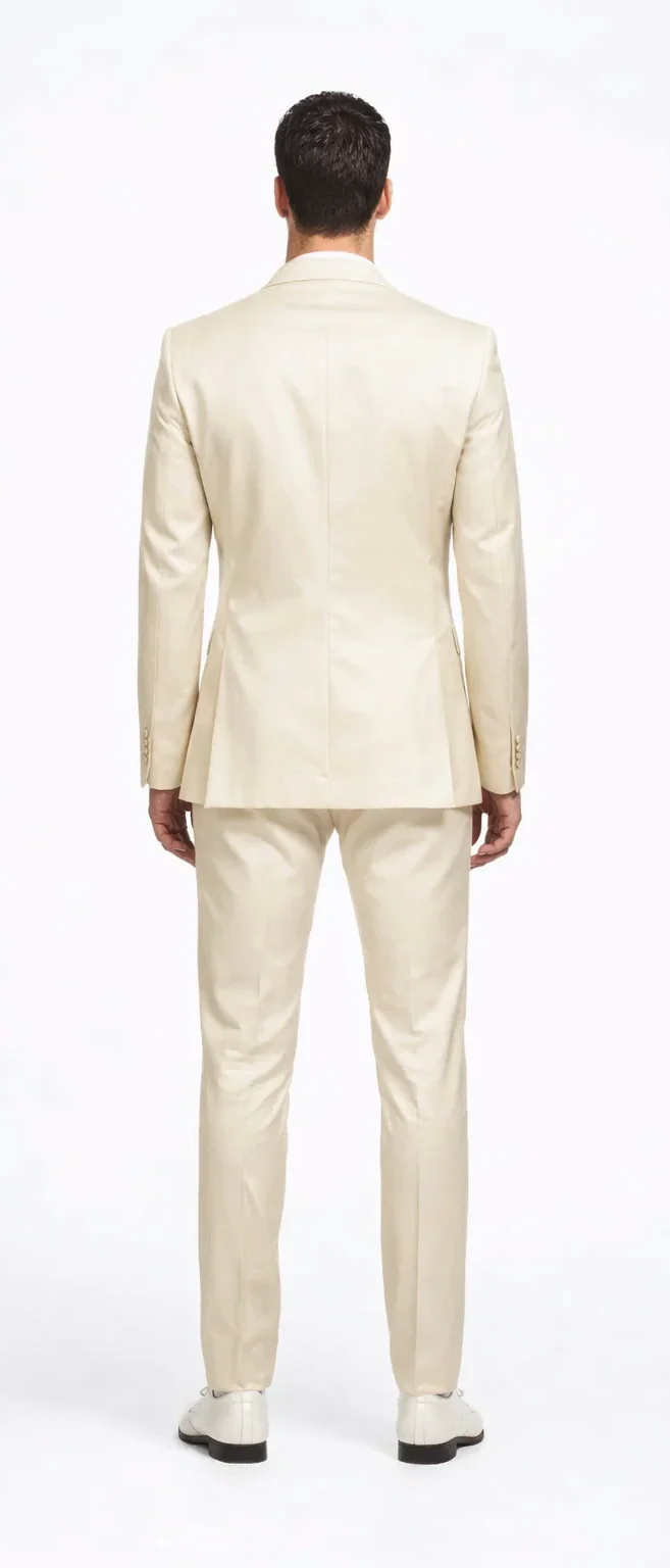 Rossiman Sateen Cream Shiny Suit