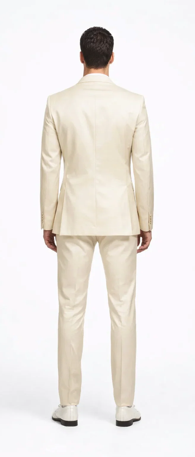 Rossiman Men’s Cream Sateen Suit - Glossy Formalwear