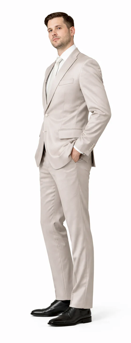 Rossiman Men’s Gray Shiny Sateen Suit - Sleek Style