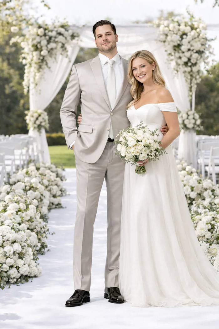 Rossiman Men’s Gray Shiny Sateen Suit - Sleek Style