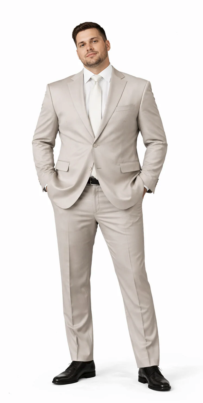 Rossiman Men’s Gray Shiny Sateen Suit - Sleek Style