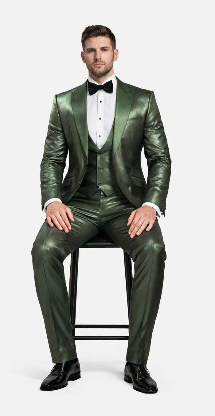 Rossiman Green Sateen Suit