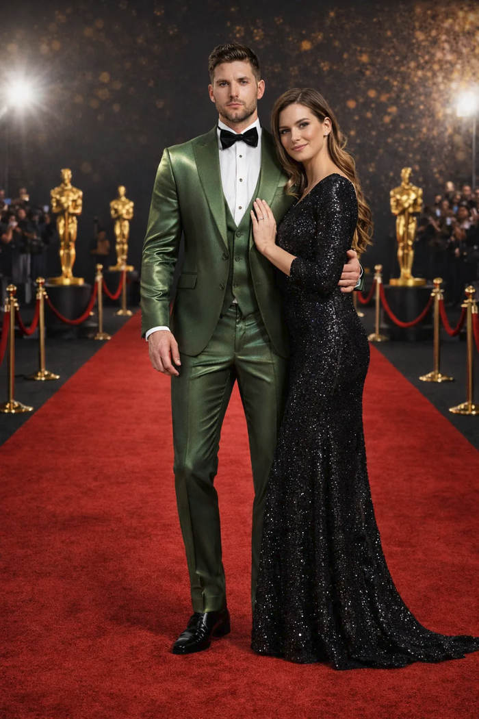 Rossiman Green Sateen Suit