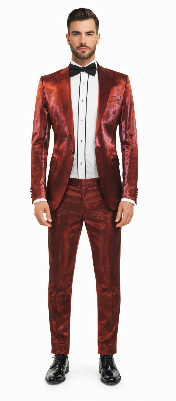 Rossiman Sateen Two-Piece Red Suit