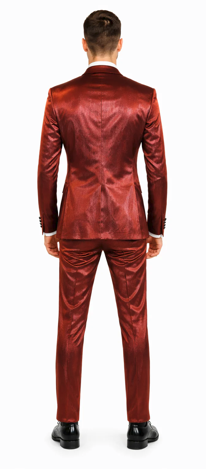 Rossiman Sateen Two-Piece Red Suit