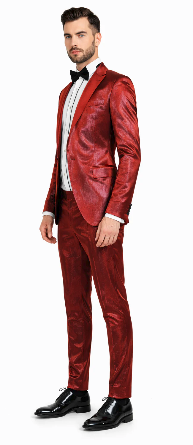 Rossiman Sateen Two-Piece Red Suit
