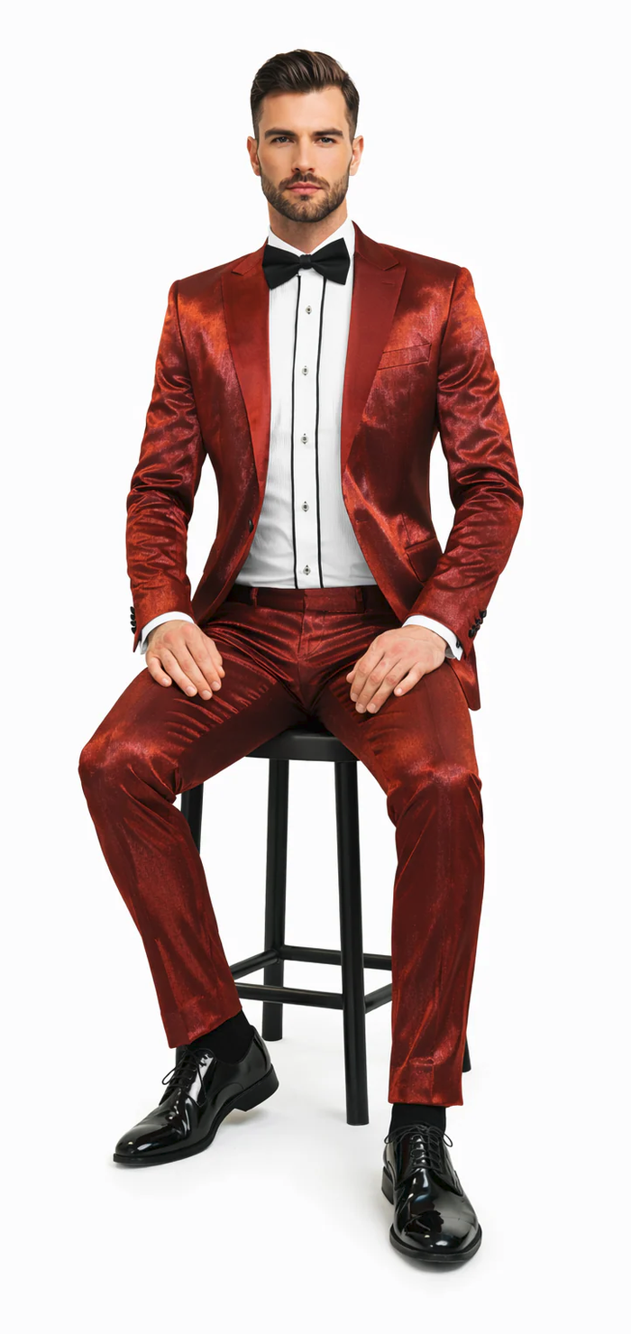 Rossiman Sateen Two-Piece Red Suit