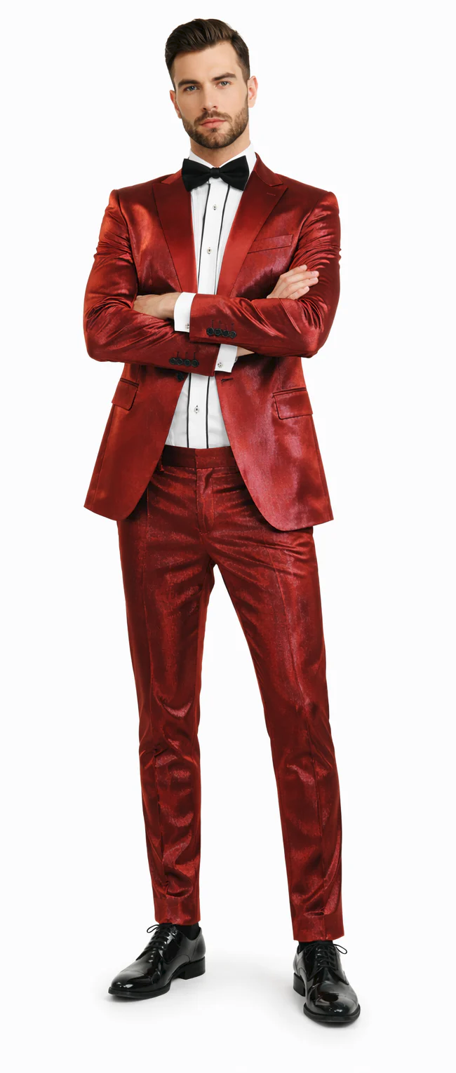 Rossiman Sateen Two-Piece Red Suit