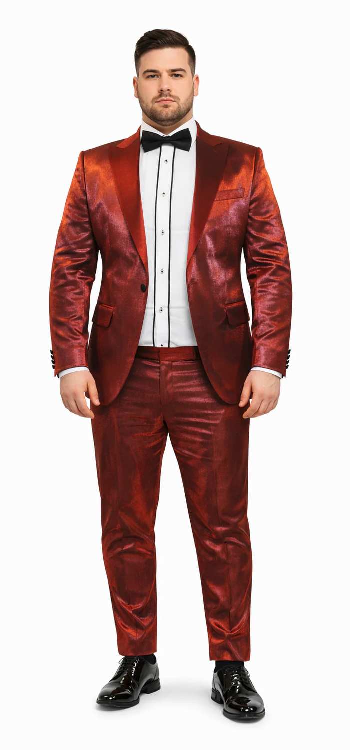 Rossiman Sateen Two-Piece Red Suit