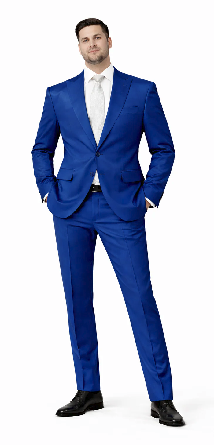 Rossiman Royal Blue Sateen Suit: Bold & Refined