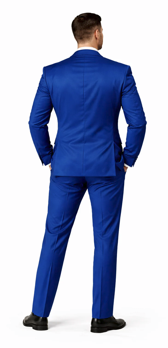Rossiman Royal Blue Sateen Suit: Bold & Refined
