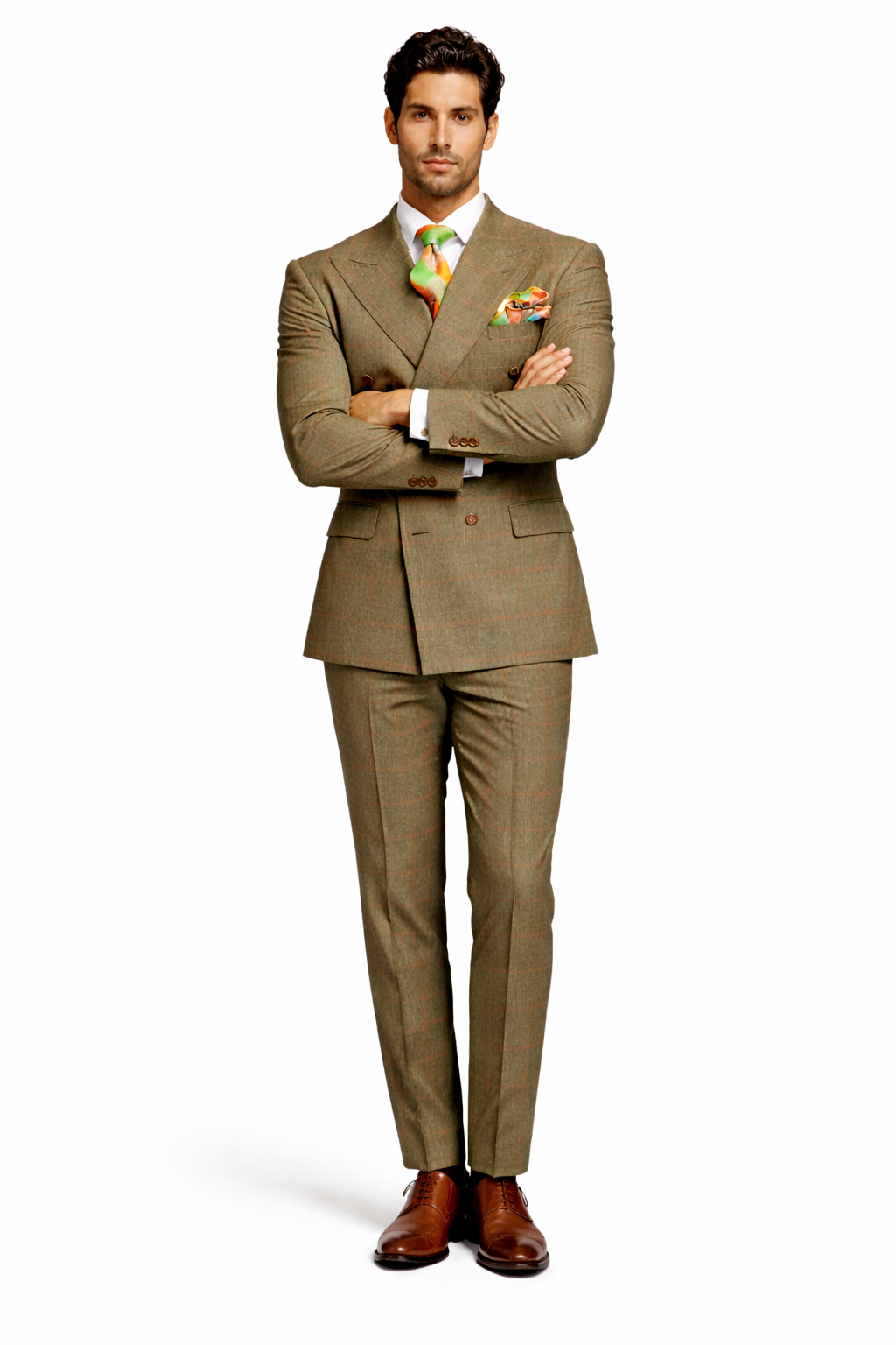 Rossiman Windowpane Double-Breasted Suit