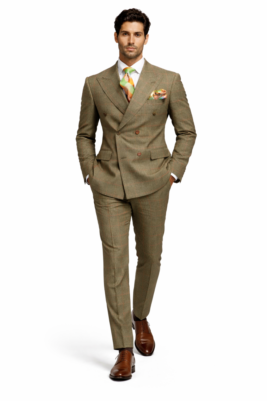 Rossiman Windowpane Double-Breasted Suit