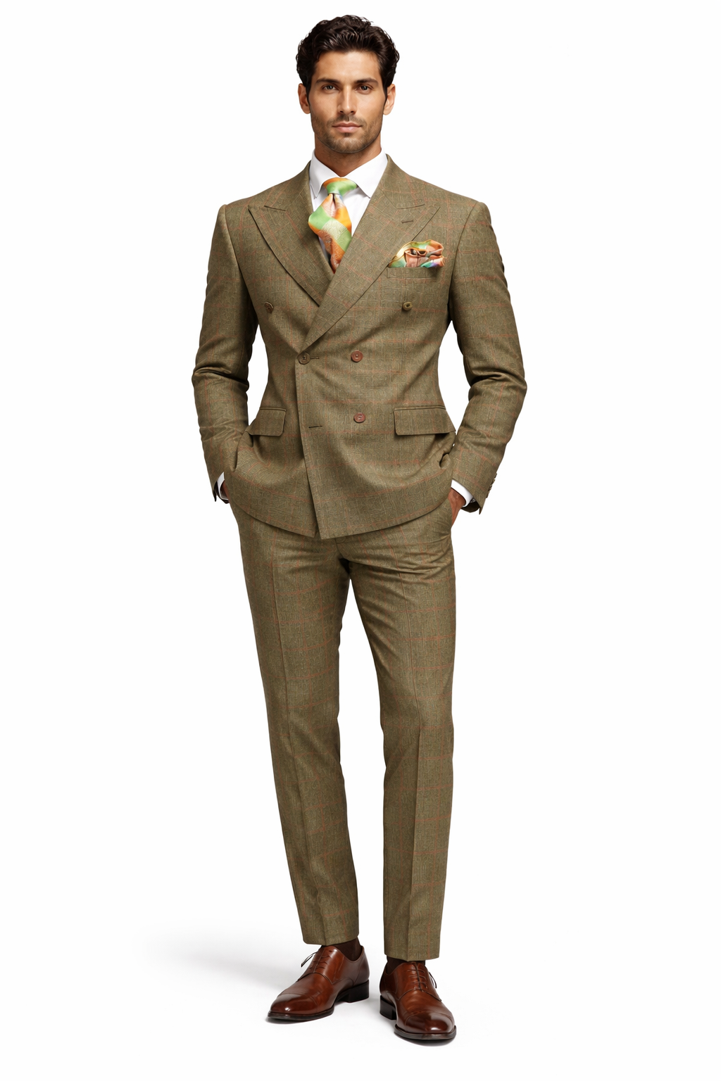 Rossiman Windowpane Double-Breasted Suit