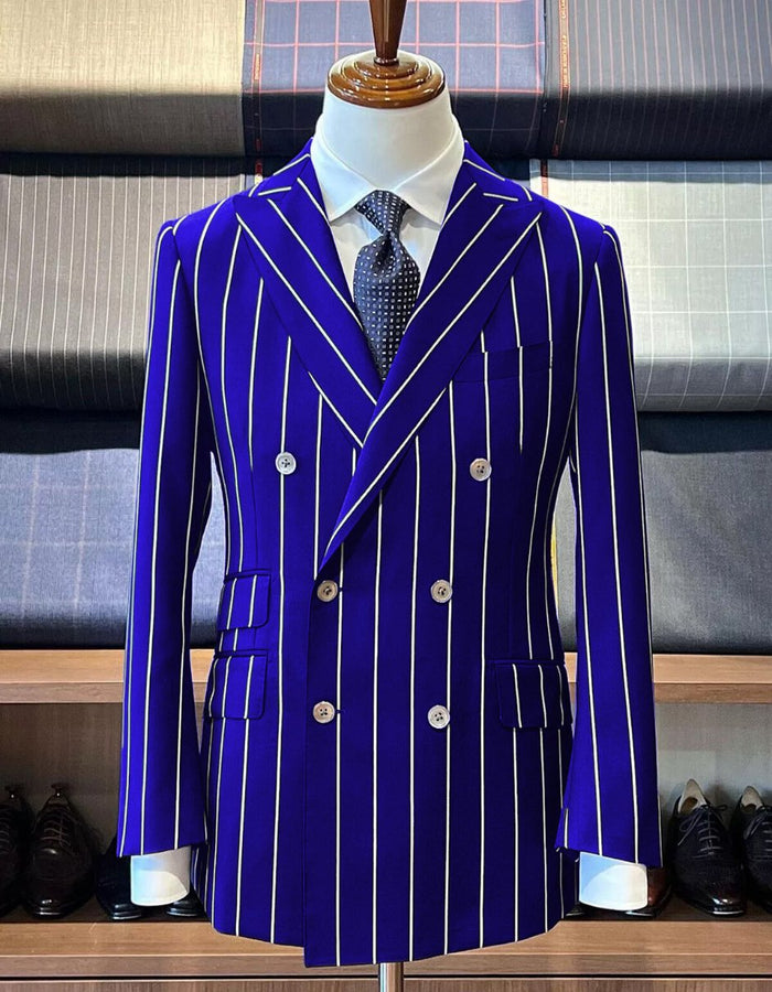 Royal Blue Pinstripe Double Breasted Suit