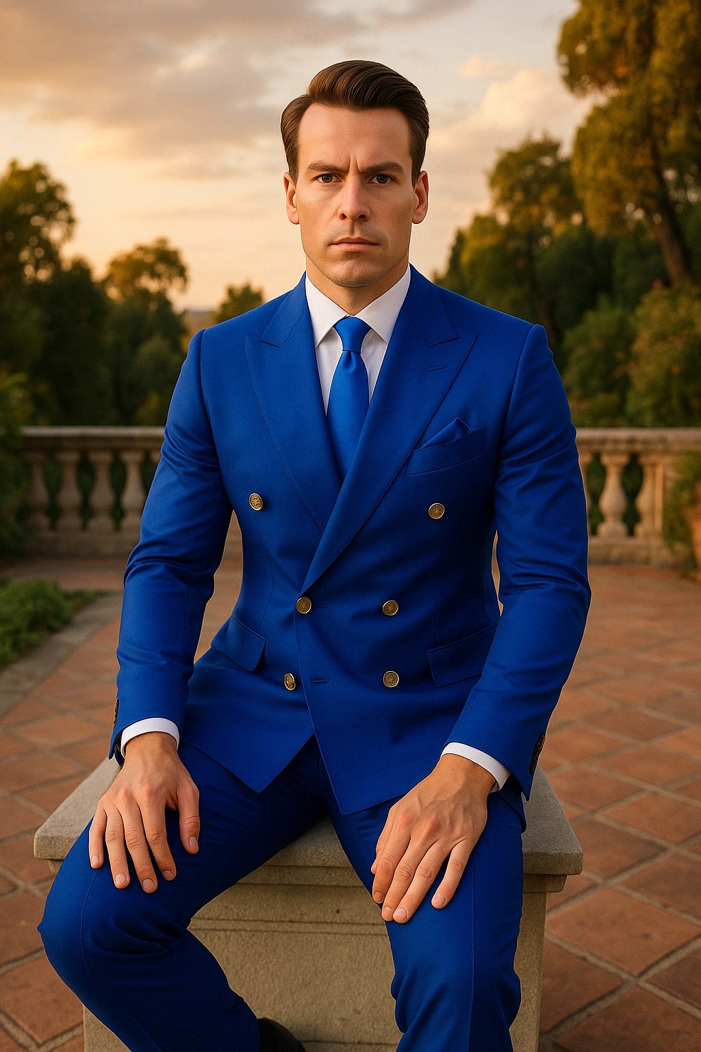 Royal Blue Slim Fit Double-Breasted Suit