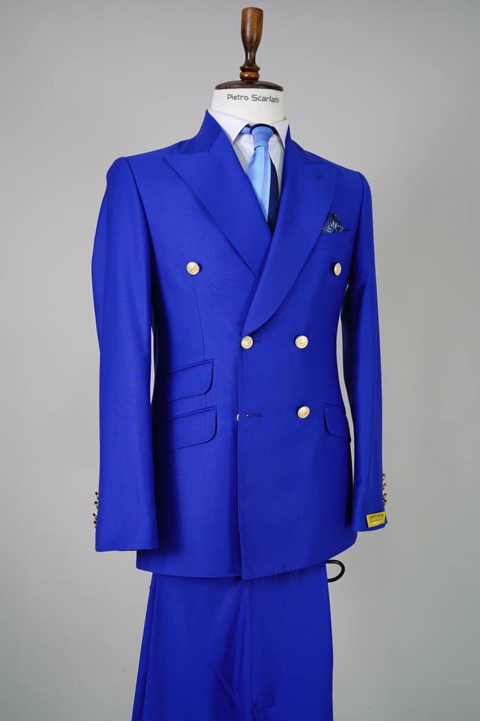 Royal Blue Slim Fit Double-Breasted Suit