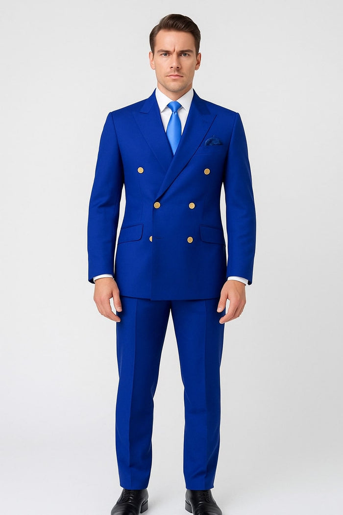Royal Blue Slim Fit Double-Breasted Suit