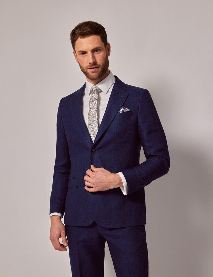 Navy Linen Suit for Beach Weddings