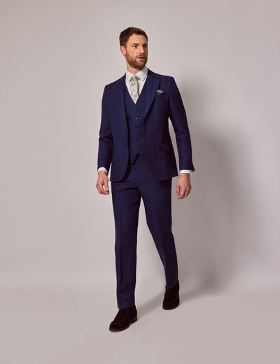 Royal Blue Linen Beach Wedding Suit