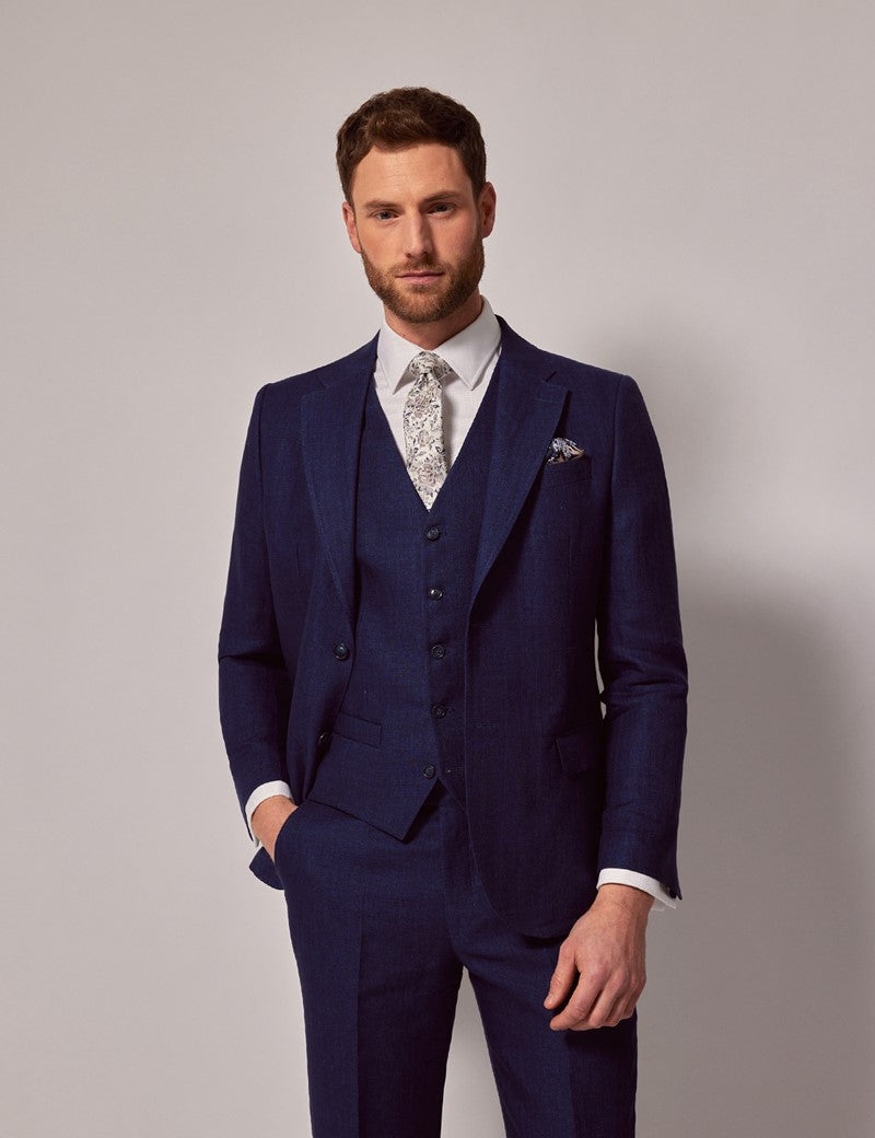 Royal Blue Linen Beach Wedding Suit
