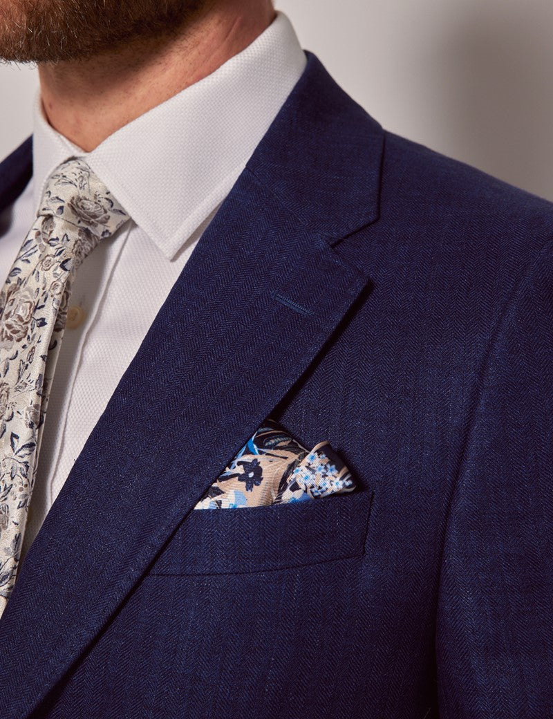 Royal Blue Linen Beach Wedding Suit