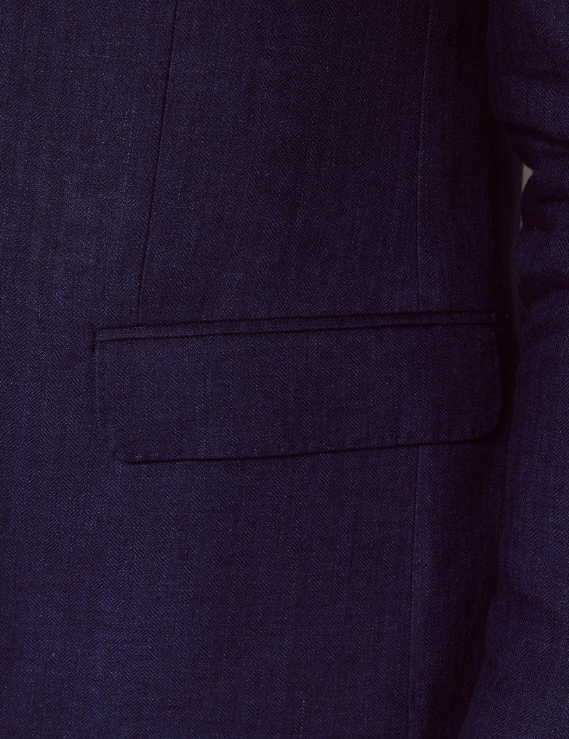 Royal Blue Linen Beach Wedding Suit