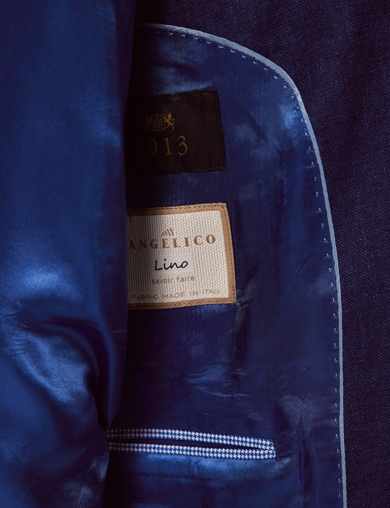 Royal Blue Linen Beach Wedding Suit