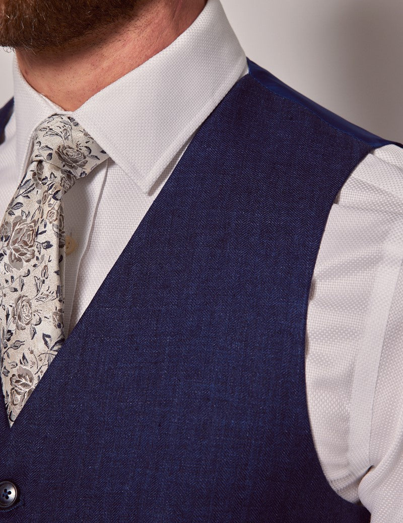 Royal Blue Linen Beach Wedding Suit