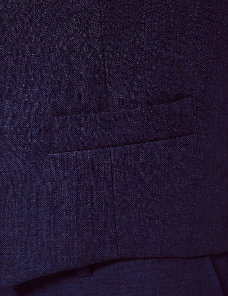 Royal Blue Linen Beach Wedding Suit