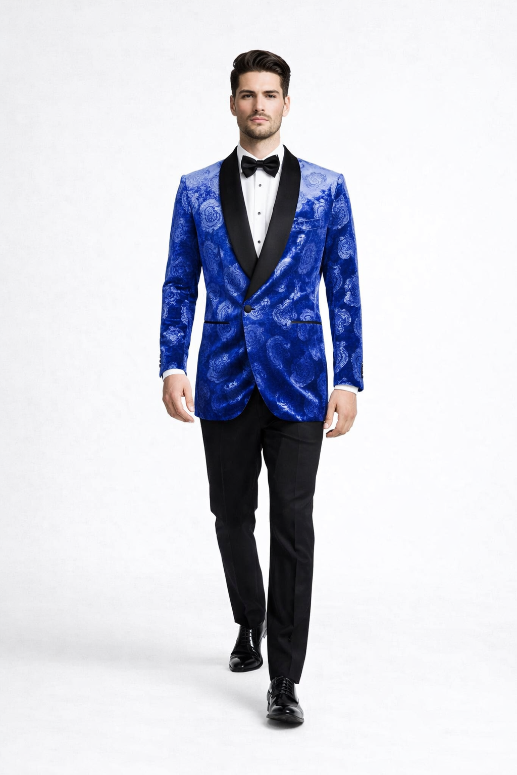 Royal Blue Rose Wedding Tuxedo Jacket – Slim Fit Shawl Lapel Royal Blue / 4XL