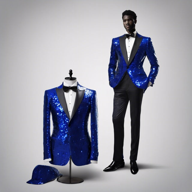 Royal Blue Sequin Stage Tuxedo Suit Jacket + Pants