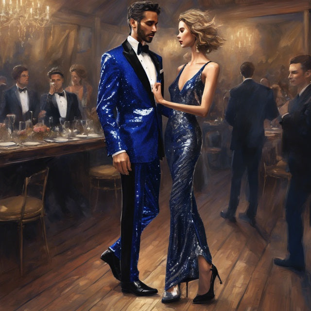 Royal Metallic Sequin Tuxedo Set