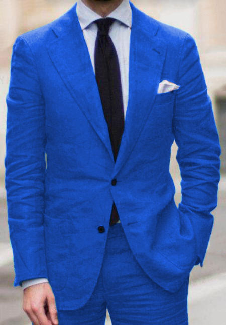 Royal Blue Linen Linen Suit - Tiffany Shade